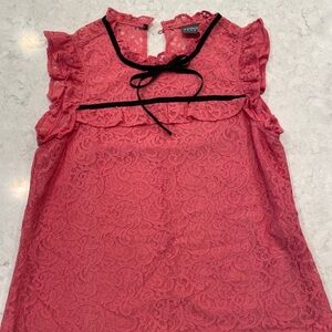 Salmon Pink, Lined Lace, ruffle top, runs larger